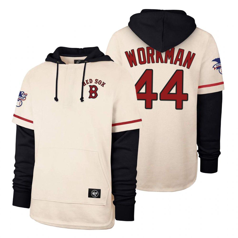 Men Boston Red Sox #44 Workman Cream 2021 Pullover Hoodie MLB Jersey